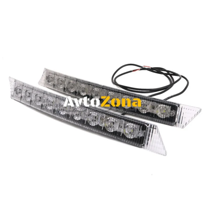 Комплект Извити За Броня Предни Мощни 9 Led Лед Диодни Дневни Светлини 12V 54W