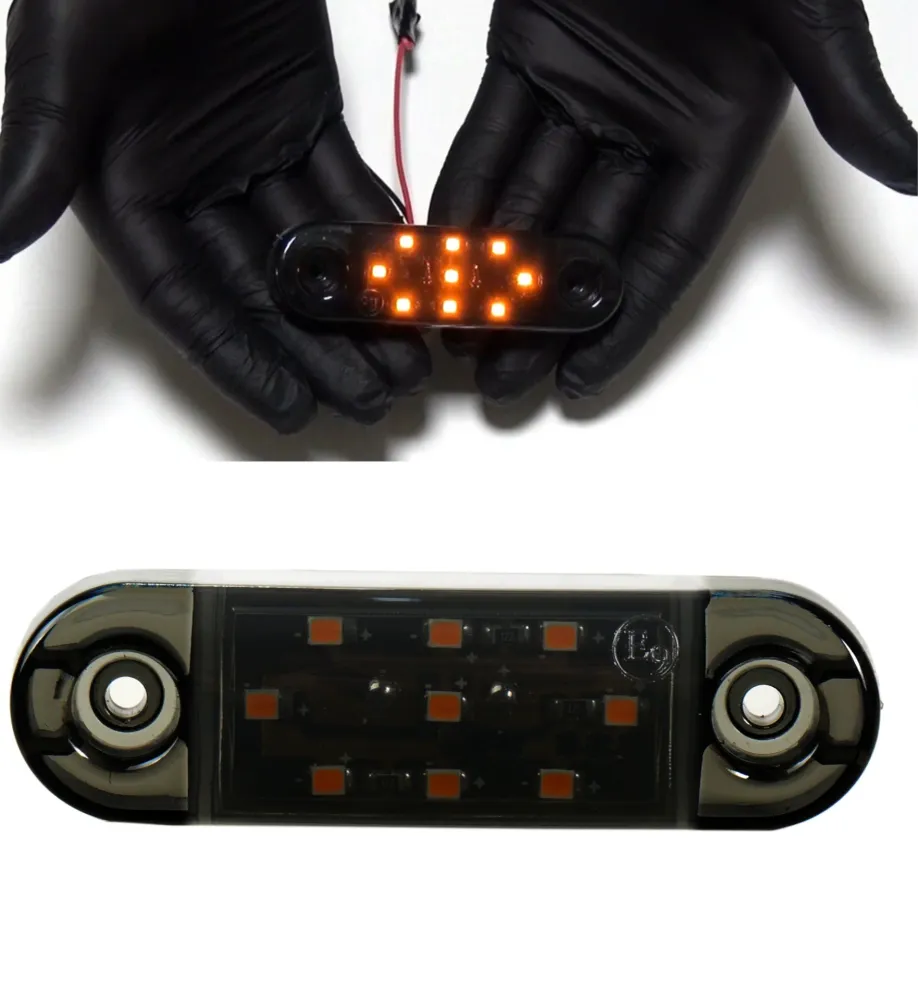 Опушен LED габарит маркер с 9 диода, Оранжев, 12V-24V, 20см кабел