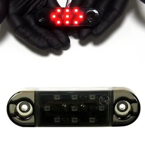 Опушен LED габарит маркер с 9 диода, Червен, 12V-24V, 20см кабел