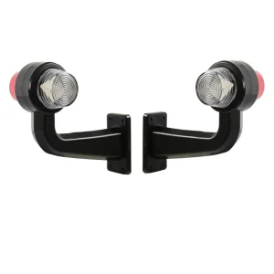 Комплект 2 бр. LED маркери рогчета 12V-24V, бяло-червено - за ремаркета, платформи, камиони и др.