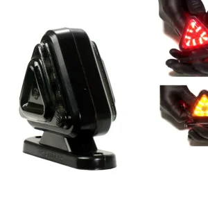 Опушен LED габарит токос тип рогче 12V-24V, оранжево-червено, триъгълна форма - за ремаркета, платформи, камиони и др.