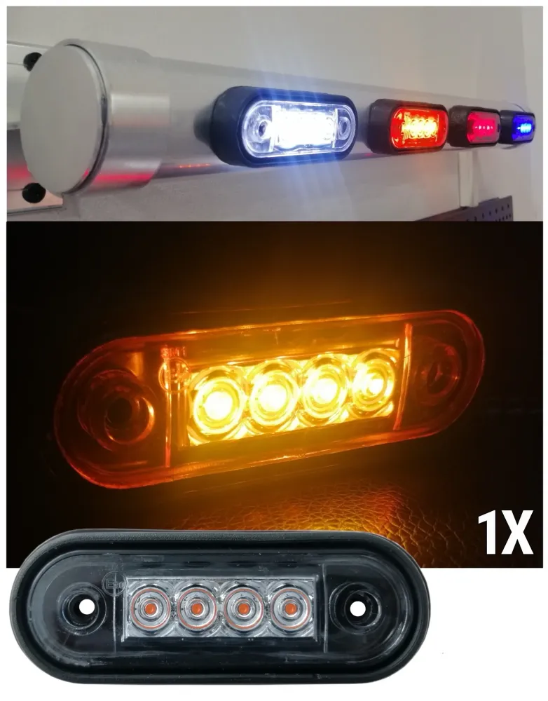 LED Маркер, Диоден Габарит, Токос, Оранжев, 12V-24V, Светлина За Камион, Бус, Ван, Ремарке, Каравана, Извит Гръб за Директ...