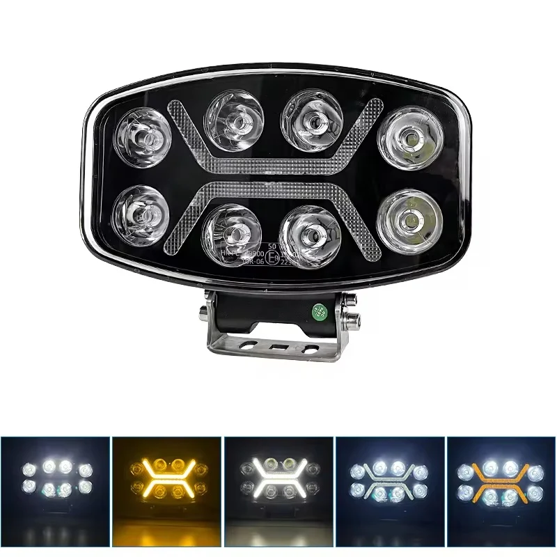 LED мощен диоден фар халоген лампа 12V-24V 90W бяло-жълто за АТВ джип камион трактор земеделски и селскостопански машини и...