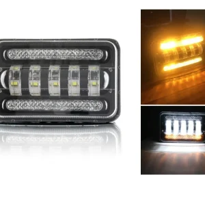 Универсалeн 5 инча ЛЕД LED фар лампа халоген 12V-24V къси/дълги с DRL дневни светлини мигач бяло-жълто 4000lm за АТВ джип...