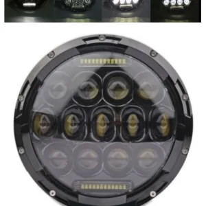 Универсален 7 инча 18см ЛЕД LED фар лампа халоген 12V-24V къси/дълги с DRL дневни светлини бяло 4000lm за АТВ джип мотоцик...