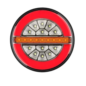 LED Лед Диоден Стоп Тип Хамбургер Неон Ефект с динамичен бягащ мигач Ø13cm 12V-24V За Камион, Ремарке, Бус , Каравана, Кем...