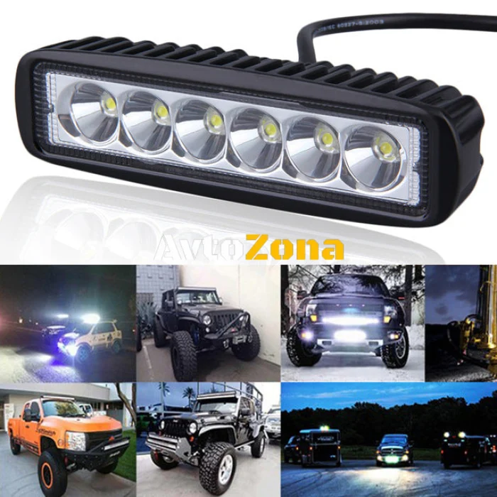 6 LED 18W Халоген Водоустойчива Светлина Работна Лампа 10-30V за Ролбар АТВ, Джип Разпръсната Светлина FLOOD
