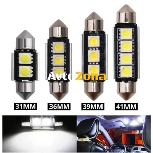 LED Лед Диодни Крушки, 2/3/4 SMD 5050 , 31мм, 36мм, 39мм, 41мм, 12V, Бяла Светлина, Canbus, Error Free, Bez Грешки