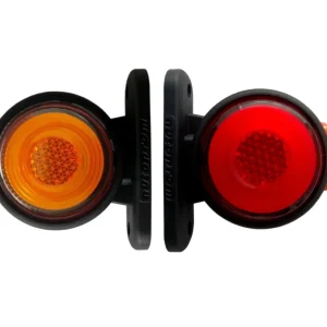 2 броя LED 12 - 24V Гумени Диодни Странични Маркери Рогчета Светлини Неон Ефект За Камион Ремарке Платформа Оранжево Червено
