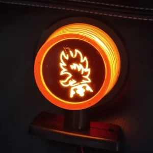 Комплект от 2 броя LED ЛЕД страничен габарит рогче 12 -24V оранжево - червено “old school” Неон Ефект с лого SCA