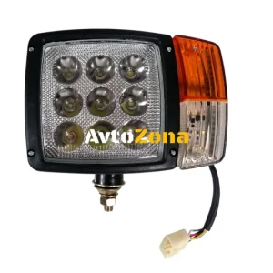 Ляв LED Фар с Мигач, Габарит, Подходящ за Трактор, Комбайн, Багер, Снегорин и др - 9 диода 27W, 2200-2700 lm