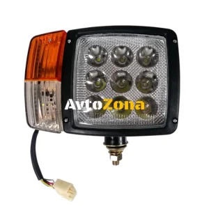 Десен LED Фар с Мигач, Габарит, Подходящ за Трактор, Комбайн, Багер, Снегорин и др - 9 диода 27W, 2200-2700 lm