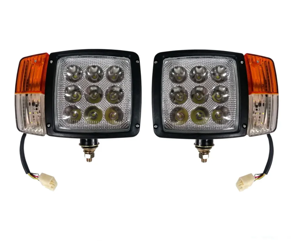 Комплект LED Фарове с Мигач, Габарит, Подходящ за Трактор, Комбайн, Багер, Снегорин и др - 9 диода (27W, 2200-2700 lm за в...