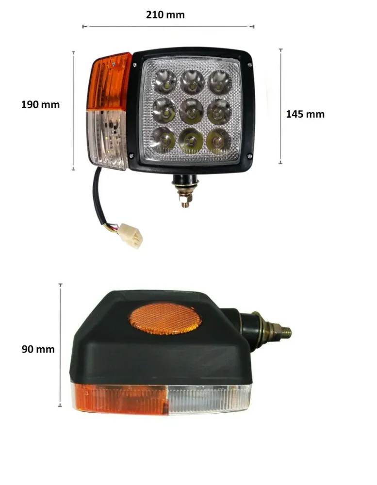 Комплект LED Фарове с Мигач, Габарит, Подходящ за Трактор, Комбайн, Багер, Снегорин и др - 9 диода (27W, 2200-2700 lm за в...