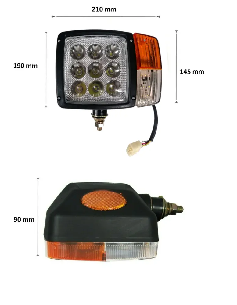 Комплект LED Фарове с Мигач, Габарит, Подходящ за Трактор, Комбайн, Багер, Снегорин и др - 9 диода (27W, 2200-2700 lm за в...