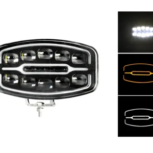 Универсален Високомощен LED ЛЕД 55W диоден фар халоген лампа 12V - 24V с DRL светлина бяло-жълто за АТВ джип камион тракто...