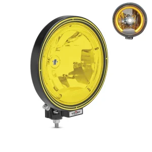 23см Кръгъл халогенен фар светлини за мъгла с насочена светлина + LED Angel Eye ЛЕД Функция Ангелски Очи 12/24V Жълта свет...