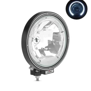 23см Кръгъл халогенен фар светлини за мъгла с насочена светлина + LED Angel Eye ЛЕД Функция Ангелски Очи 12/24V Бяла светл...