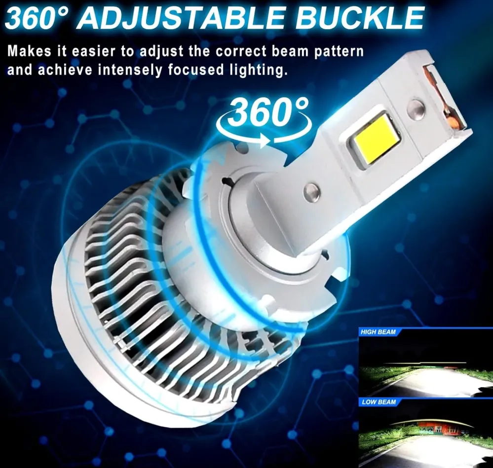 Комплект от 2 броя LED ЛЕД диодни крушки D2S за xenon 12-24V 50000lm Canbus без грешки 6000K