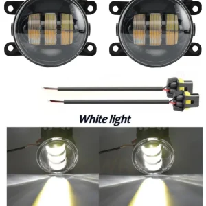 Комплект 2 броя LED фарове за мъгла, халогени за Dacia, Renault, Ford, Citroen, Suzuki, бяла светлина, Ø91 мм, 12V, алумин...
