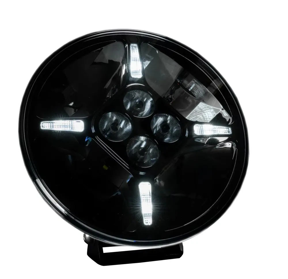 1 брой LED Диоден Халоген Фар с DRL бяло-жълт Ø 218 мм 12V-24V 120W Dark knight За Джип Камион Трактор Багер Земеделски Ма...