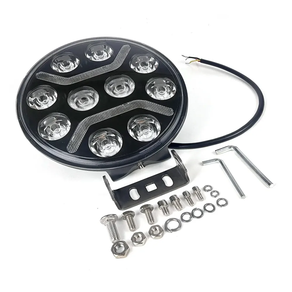 LED + DRL Диоден Халоген Фар Бял Оранжев Габарит Ø 230 мм 12V 24V за джип камион трактор багер земеделски машини и др.