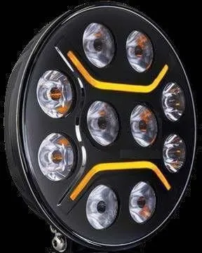 LED + DRL Диоден Халоген Фар Бял Оранжев Габарит Ø 230 мм 12V 24V за джип камион трактор багер земеделски машини и др.