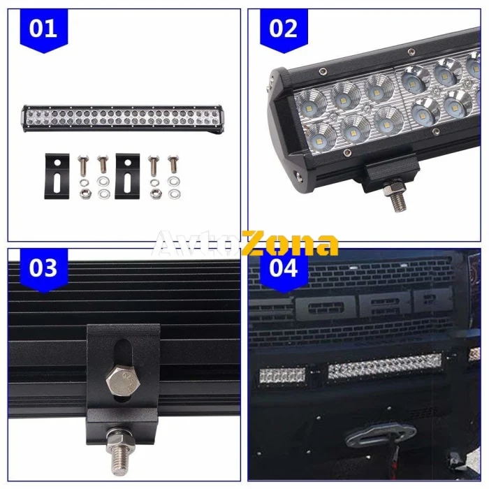 57 См Мощен LED бар Flexzon с Комбинирана Combo светлина 144W 48 LED 12V 24V АТВ, Джип, 4х4, Offroad