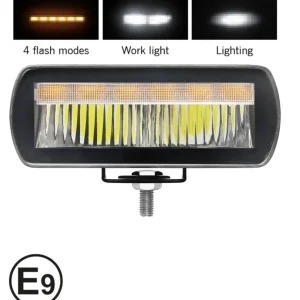 LED комбиниран халоген Flexzon / работна лампа с бял DRL и аварийна блиц светлина с 4 режима, IP65/67K, 12–24V