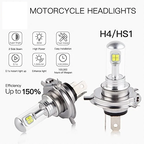 Комплект от 2 броя ЛЕД LED крушки за фарове H4 Х4 HS1 2V-24V Бели 6000k