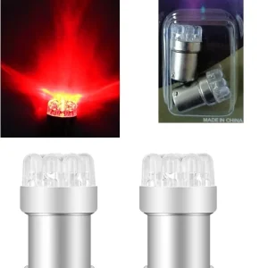 Комплект от 2 броя LED Лед Крушки за Mигач Стоп Габарит Халоген 9 LED 1156 BA15S 12V Червена Светлина в Блистер