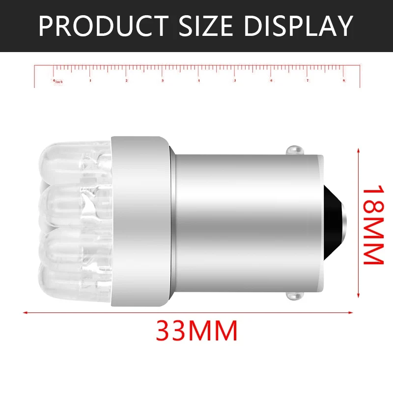 Комплект от 2 броя LED Лед Крушки за Mигач Стоп Габарит Халоген 9 LED 1156 BA15S 12V Червена Светлина в Блистер