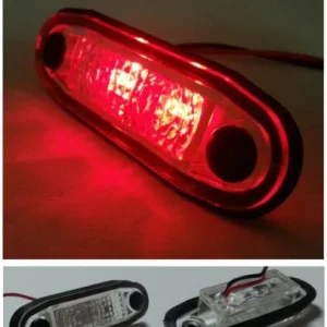 LED Светодиоден Габарит, Маркер, Токос, С Гума, Червен Цвят, Овален, Е-Mark, 12V, 7,5 см