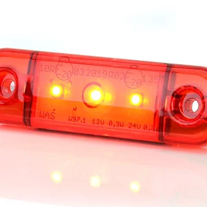 LED Светодиоден Габарит, Маркер, Токос, Червен, Е-Mark, 3 LED, 12V-24V, 8,4 см