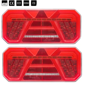 Комплект Ляв + Десен Мултифункционални Диодни LED Лед Стопове с Бягащ Мигач Неон Neon Ефект 12V 24V 305mm X 140mm X 35mm E...