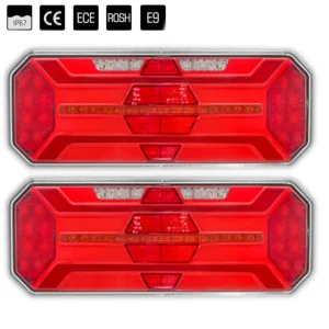 Комплект Ляв + Десен Мултифункционални Диодни LED Лед Стопове с Бягащ Мигач Неон Neon Ефект 12V 24V 350mm X 131 mm X 60mm...