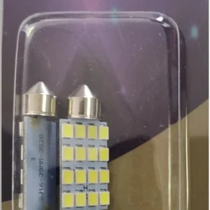 Комплект от 2 броя LED Лед Диодни Крушки 16 SMD 5050 39мм 12V Бяла Светлина в блистер