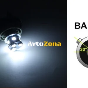 LED Лед Крушки, 22 SMD, BA15S 1156 (P21W), Асиметрични, Разминати пинове (150°) , Offset, 12V, Бяла Светлина