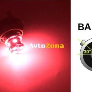 LED Лед Крушки, 22 SMD, BA15S 1156 (P21W), Асиметрични, Разминати пинове (150°) , Offset, 12V, Червена Светлина