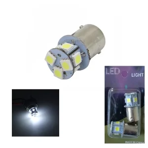 Комплект от 2 броя LED Лед Крушки 8 SMD BA15S 1156 (P21W) 24V Бяла Светлина Срещуположни пинове (180°) в Блистер