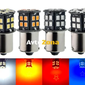 LED Лед Крушки, 30 SMD, BA15S 1156 (P21W), BAU15S 1156 (PY21W), 12V - 24V, Бяла, Оранжева, Червена, Синя Светлина Canbus