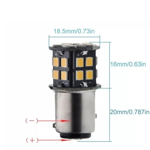 Комплект 2бр. LED Лед Крушки, 30 SMD, BAU15S 1156 (PY21W), 12V, оранжева светлина canbus, разминати пинове (150°)