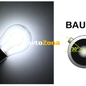 LED Лед Крушки, 18 SMD, BAU15S 1156 (PY21W), Асиметрични, Разминати пинове (150°) , Offset, 24V, Бяла Светлина