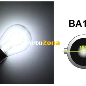 LED Лед Крушки, 18 SMD, Canbus, BA15S 1156 (P21W), Срещуположни пинове (180°), Opposite, 24V, Бяла Светлина