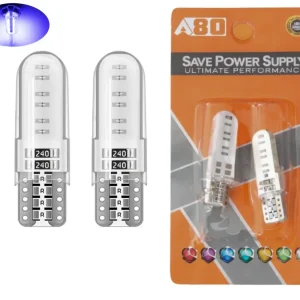 Комплект 2 бр. LED крушки T10 W5W, синя светлина, CANBUS, Silica LED, 12V - блистер