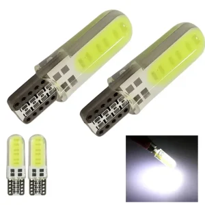 Комплект от 2 броя LED Лед Диодни Крушки за Габарит T10 W5W – COB LED, студено бяла светлина 6000K, 12V, CANBUS без грешки...
