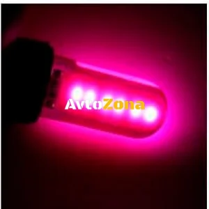LED Лед Диодни Крушки За Габарит, Т10 W5W, COB 12-Core, 12V, Лилава, Canbus - Error free , Без грешки
