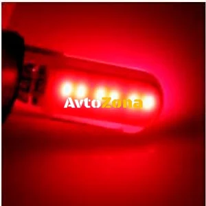 LED Лед Диодни Крушки За Габарит, Т10 W5W, COB 12-Core, 12V, Червена, Canbus - Error free , Без грешки