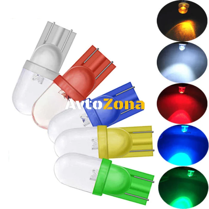 LED Лед Диодни Крушки За Табло, Габарит, Т10 W5W, 1X LED, 12V, 5 Цвята Светлина