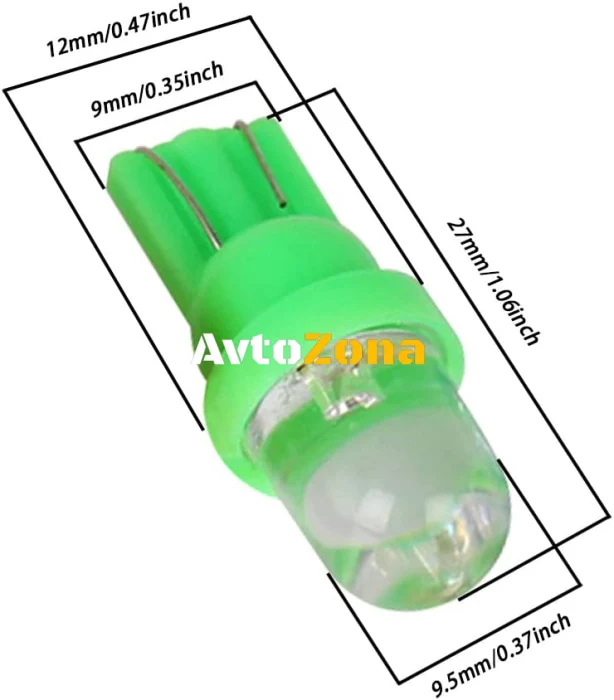 LED Лед Диодни Крушки За Табло, Габарит, Т10 W5W, 1X LED, 12V, 5 Цвята Светлина